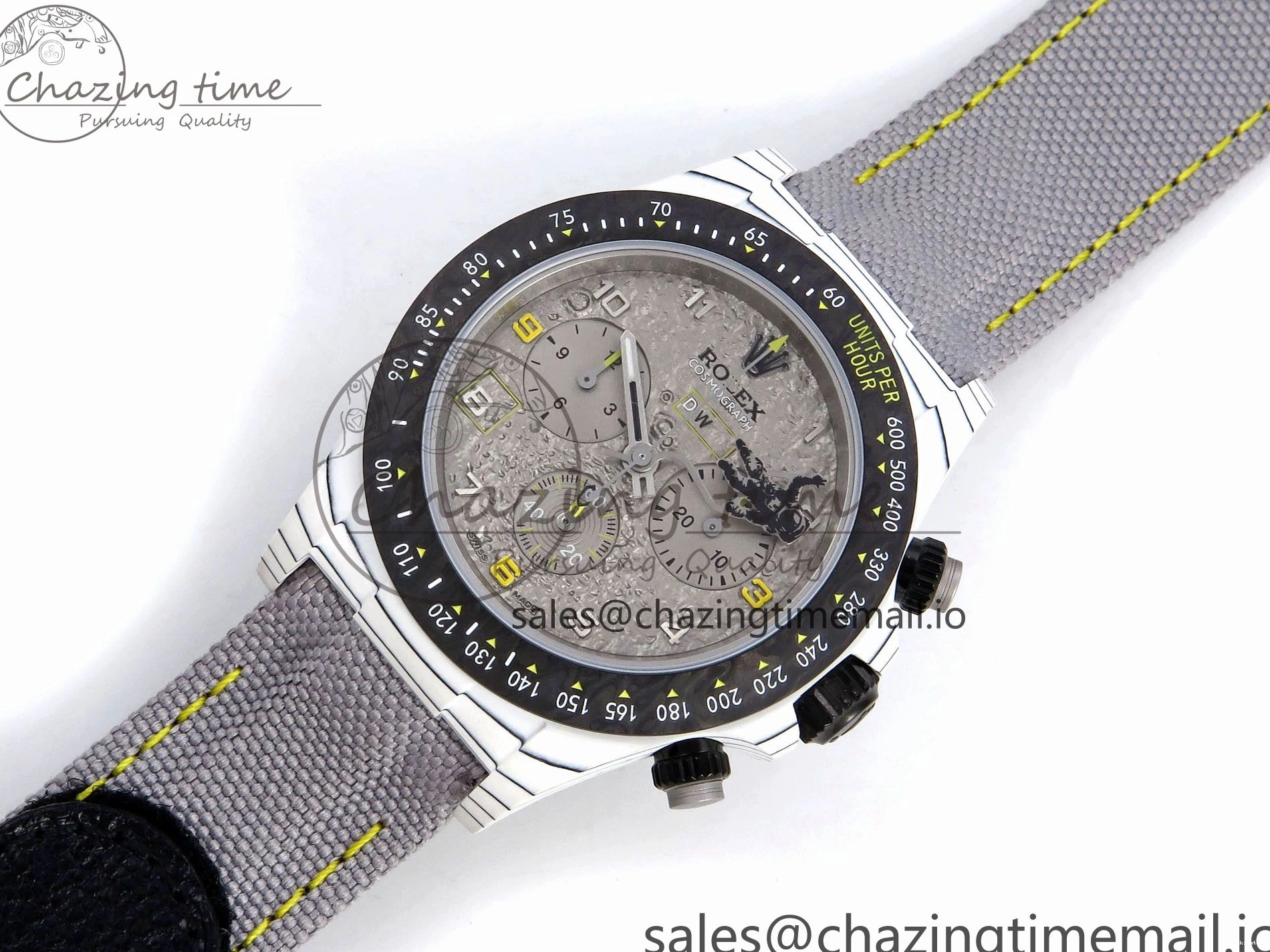 Clone Gray Gray Dial Space DIW Daytona Nylon Mission Textured Strap A4130 on 0228